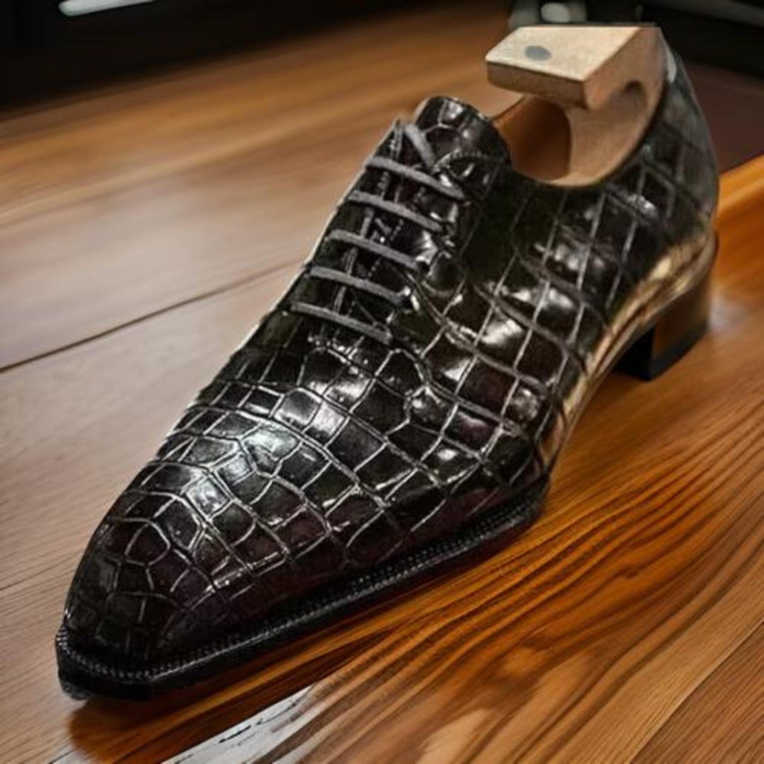 Handmade Man's Bespoke Black Print Leather Oxford Shoes - Etsy