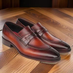 Handmade Men's Split Toe Loafer Shoes – Tobacco