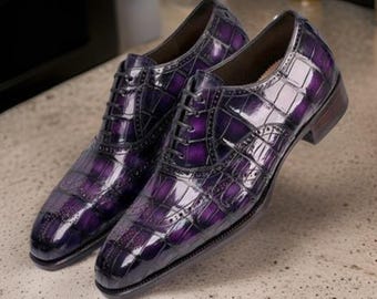 Handmade Wingtip Lace up Brogue Oxford Shoes