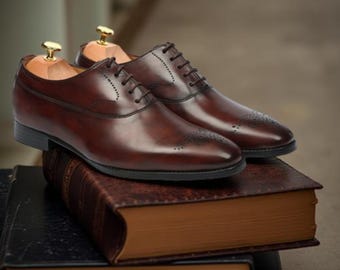 Handmade Brown Leather Brogue Shoes | Formal Dress Shoes