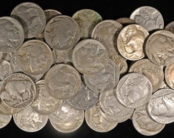1) Old Sealed Buffalo Nickel Roll // 40 Coins // stamped FIRST NATIONAL BANK com