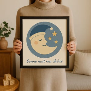 Gute Nacht mein Liebling Mond und Sterne Kinderzimmer Kunstdruck niedlichen verschlafenen Mond Poster Baby Zimmer Dekor druckbare digitale Download Instant Premium