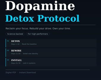 Dopamine Detox Protocol – 30-Day Brain Reset Guide (Digital PDF)