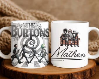 Personalized Tim Burton Mug name – Beetlejuice, Edward Scissorhands, Jack Skellington, Sweeney Todd | Gothic Coffee Cup, Coffe Mug