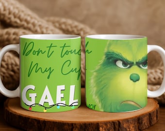Personalized Grinch Coffee Cup, Funny Holiday Mug Gift, Xmas Hot Cocoa Cup, Custom Christmas Grinch Mug, Gift for friend, Merry Grinchmas