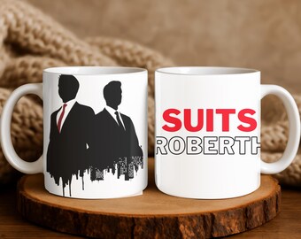 Personalized Suits TV Show Mug – 11 oz ceramic legal drama characters. Perfect gift for lawyers,fans of Harvey ,and courtroom series lovers.