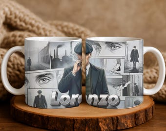 Personalized Peaky Tommy Shelby Mug · Custom ceramic cup, Vintage gangster aesthetic, Perfect gift for fans, coffee lovers & office decor