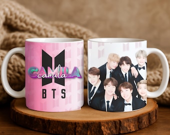 Personalized BTS‑Inspired Mug · Custom Name K‑Pop Cup · Gift for Army Fans · Korean Idol Aesthetic Coffee Mug · Kpop Fan Merchandise