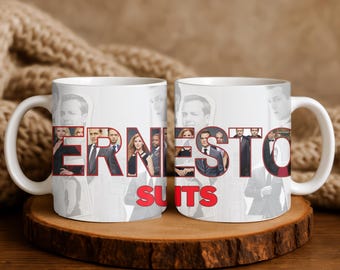 Personalized Suits TV Show Mug – 11 oz ceramic legal drama characters. Perfect gift for lawyers,fans of Harvey ,and courtroom series lovers.
