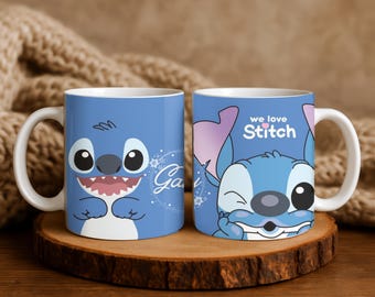 Personalized Stitch Mug for Kids – Cute Cartoon Coffee Cup with Name, Fun Birthday Gift, Playful Ceramic Drinkware, Gift Idea, Love Stitch