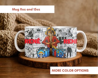 Personalized One Piece mug, Custom name cup, Perfect gift for fans, Unique pirate‑themed mug for birthdays, Collectors, and anime lovers