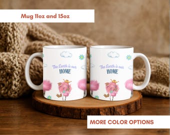 Earth is our home mug,Eco friendly gift,Nature lover cup,Sustainable coffee mug, Planet earth design, Environmental, Green lifestyle present