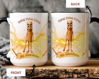 Personalized Tung Tung Tung mug, Perfect funny gift for birthdays, friends, Coworkers, Anyone who loves playful designs, trendy mug