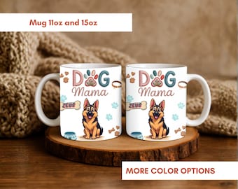 Personalized Dog Mama Mug, Custom pet name cup, Dog lover gift, Puppy mom coffee mug, Cute dog mom cup for birthdays, Everyday pet lovers
