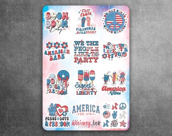 America Vibes Quotes Vinyl Sticker Sheet Great for Planners, Journaling, Scrapbooking, Bullet Journals, Etc