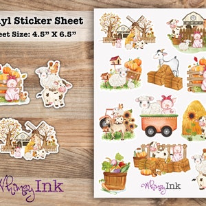 Autumn Farm Vinyl Sticker Sheet Great for Planners, Journaling, Scrapbooking, Bullet Journals, Etc