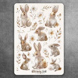 Beige Bunnies Vinyl Aufkleber Bogen | Ideal für Planer, Journaling, Scrapbooking, Bullet Journals usw