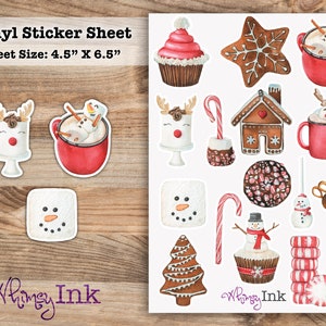 Weihnachts-Leckereien Vinyl-Aufkleber Bogen ideal für Planer, Journaling, Scrapbooking, Bullet Journals, etc