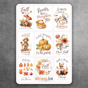 Autumn Quotes Vinyl Sticker Sheet Great for Planners, Journaling, Scrapbooking, Bullet Journals, Etc