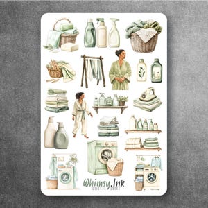 Feuille d'autocollants en vinyle pour lessive d'hiver, idéale pour les agendas, la tenue d'un journal, le scrapbooking, les Bullet Journals, etc.