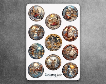 Vintage Holiday Vinyl Sticker Sheet Great for Planners, Journaling, Scrapbooking, Bullet Journals, Etc
