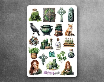 Celtic Witch Vinyl Sticker Sheet Great for Planners, Journaling, Scrapbooking, Bullet Journals, Etc