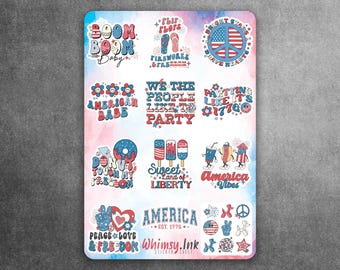 America Vibes Zitate Vinyl Sticker Sheet Ideal für Planer, Journaling, Scrapbooking, Bullet Journals usw