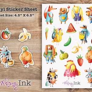 Farmer&#39;s Market Vinyl Sticker sheet | Great for Planners, Journaling, Scrapbooking, Bullet Journals, Etc