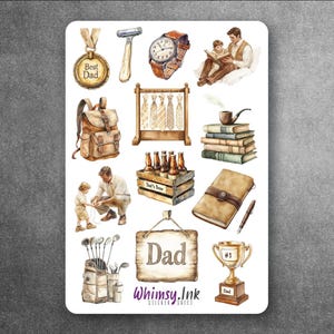 Vintage Dad Vibes Sticker Bogen – Vatertag Aufkleber für Planer, Journals, Scrapbooks, Geschenke für Papa