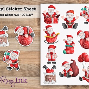 Santa Claus Vinyl Sticker Sheet Great for Planners, Journaling, Scrapbooking, Bullet Journals, Etc