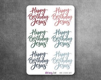 Happy Birthday Jesus Sentiments Sticker Sheet Great for Greeting Cards, Planners, Journaling, Scrapbooking, Bullet Journals