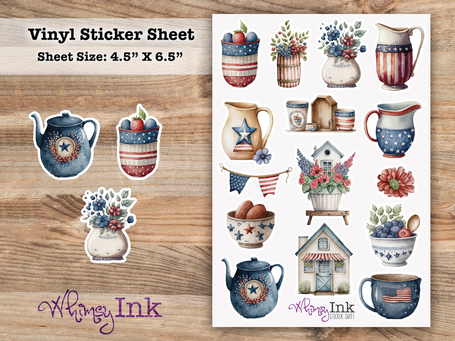 Patriotic Farm House Decor Vinyl Sticker Sheet Great for Planners ...