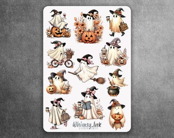 Ghost Witches Vinyl Sticker sheet | Great for Planners, Journaling, Scrapbooking, Bullet Journals, Etc