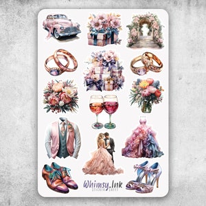 Arkusz naklejek winylowych Pastel Wedding | Doskonałe do planerów, dzienników, scrapbookingu, Bullet Journals itp.