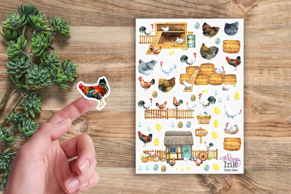 Hens and Roosters Vinyl Sticker Sheet Great for Planners | Etsy