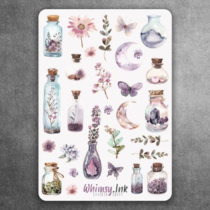 Adesivos de Poções de Ervas | Ótimo para planejadores, diários, scrapbooks, bullet journals, etc.