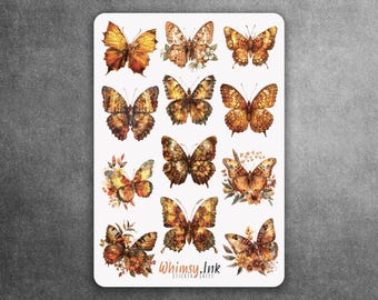Fall Butterflies Vinyl Sticker Sheet Great for Planners, Journaling, Scrapbooking, Bullet Journals, Etc