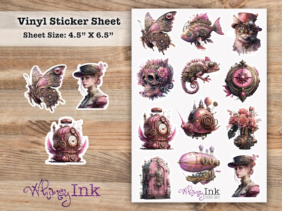 Sweet Steam Punk Vinyl Sticker Sheet Great for Planners, Journaling, Scrapbooking, Bullet Journals, Etc
