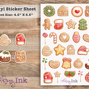 Weihnachtskekse Vinyl Sticker Bogen Ideal für Planer, Journaling, Scrapbooking, Bullet Journals usw