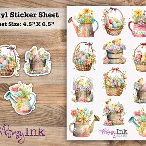 Ostern Blumenstrauß Vinyl Sticker Bogen ideal für Planer, Journaling, Scrapbooking, Bullet Journals, etc