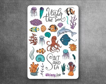 Under the Sea Vinyl Sticker sheet | Great for Planners, Journaling, Scrapbooking, Bullet Journals, Etc