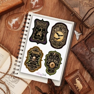 Apothecary Halloween Potion Bottle Labels Vinyl Sticker Sheet | Waterproof Stickers, Halloween Decor, Apothecary Labels