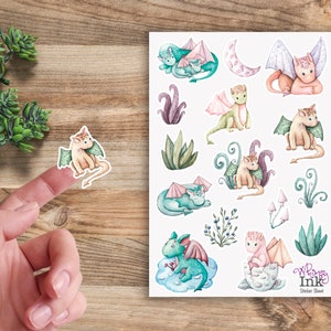 Cute Dragons Vinyl Sticker Sheet Great for Planners, Journaling, Scrapbooking, Bullet Journals, Etc