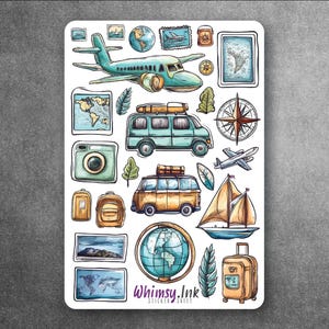 World Travel Vinyl Sticker Sheet Great for Planners, Journaling, Scrapbooking, Bullet Journals, Etc