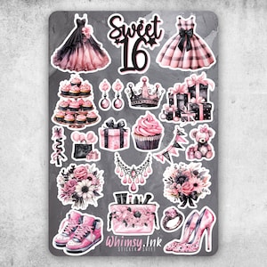 Sweet Sixteen Birthday Vinyl-Aufkleber Bogen ideal für Planer, Journaling, Scrapbooking, Bullet Journals usw