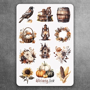 Gotisch antiek herfst vinyl stickervel | Geweldig voor planners, journaling, scrapbooking, bulletjournals, enz.