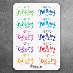 Happy Birthday Sentiments and Numbers Sticker Sheet Great for Greeting Cards, Planners, Journaling, Scrapbooking, Bullet Journals, Etc