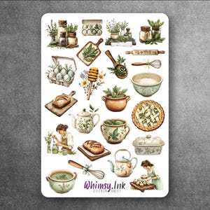 Folha de adesivos de vinil de cozinha de ervas, ótima para planejadores, diários, scrapbooking, diários de marcadores, etc.