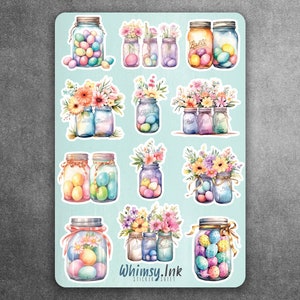 Vinyl stickervel Pasen Mason Jars Ideaal voor planners, journaling, scrapbooking, Bullet Journals, enz
