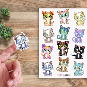Cute Cats Vinyl Sticker Sheet Great for Planners, Journaling, Scrapbooking, Bullet Journals, Etc